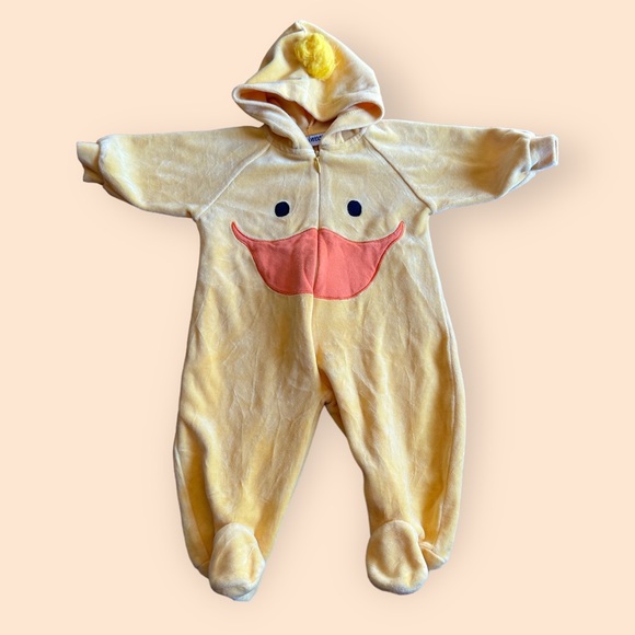Vintage Other - Vintage Baby Miniwear Yellow Duck Velour One Piece Outfit/Costume Sz 0/3 Mon